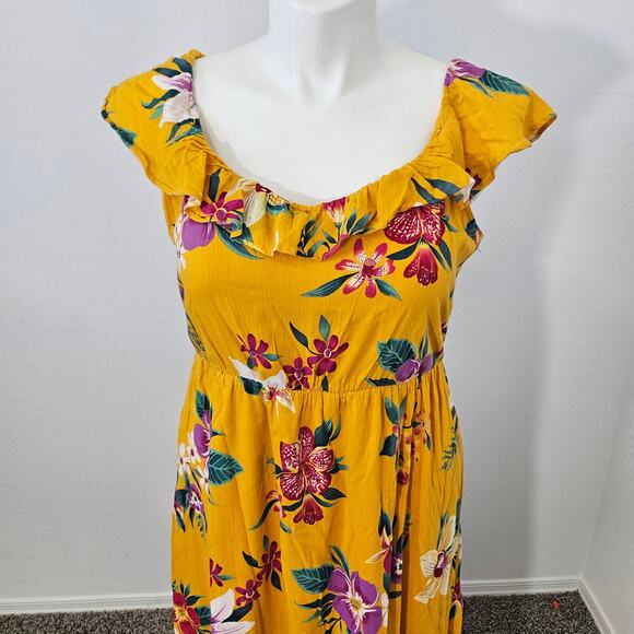 Old navy cami Tie-Belt Ruffle-Trim Midi Dress sz L - Picture 4 of 7